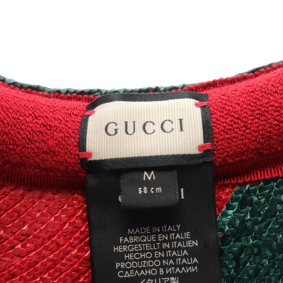 Gucci visor EUC red green straw leather 56cm - Picture 5 of 12
